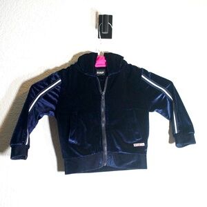 Hudson Toddler Velvet Jacket Full Zip Blue Girls Baby Track Suit Fleece Size 2T